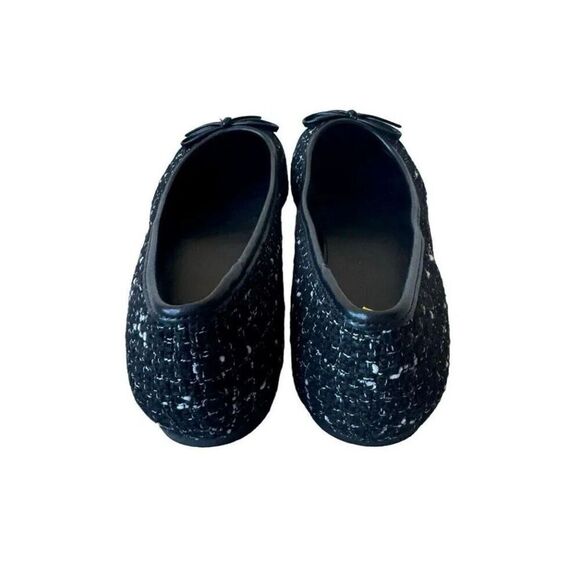 J Crew Black Tweed Ballet Classy  Flats Round Toe Bow Women’s Shoes Sz 8.5 - Picture 3 of 13